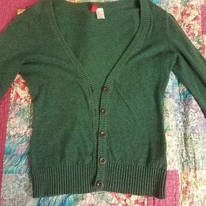 Divided by H&M Blue-green V Neck Cardigan Size 4